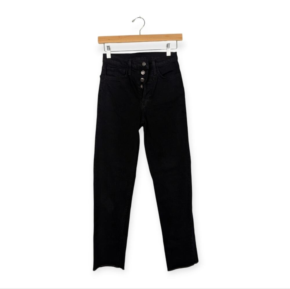 Re Done Stove Pipe Jeans 24 Jet Black High Rise Button Fly Straight Denim